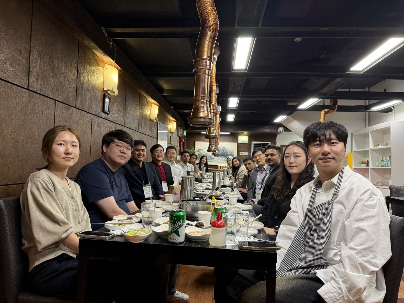 Dinner with speakers and organizers at a Korean barbecue restaurant